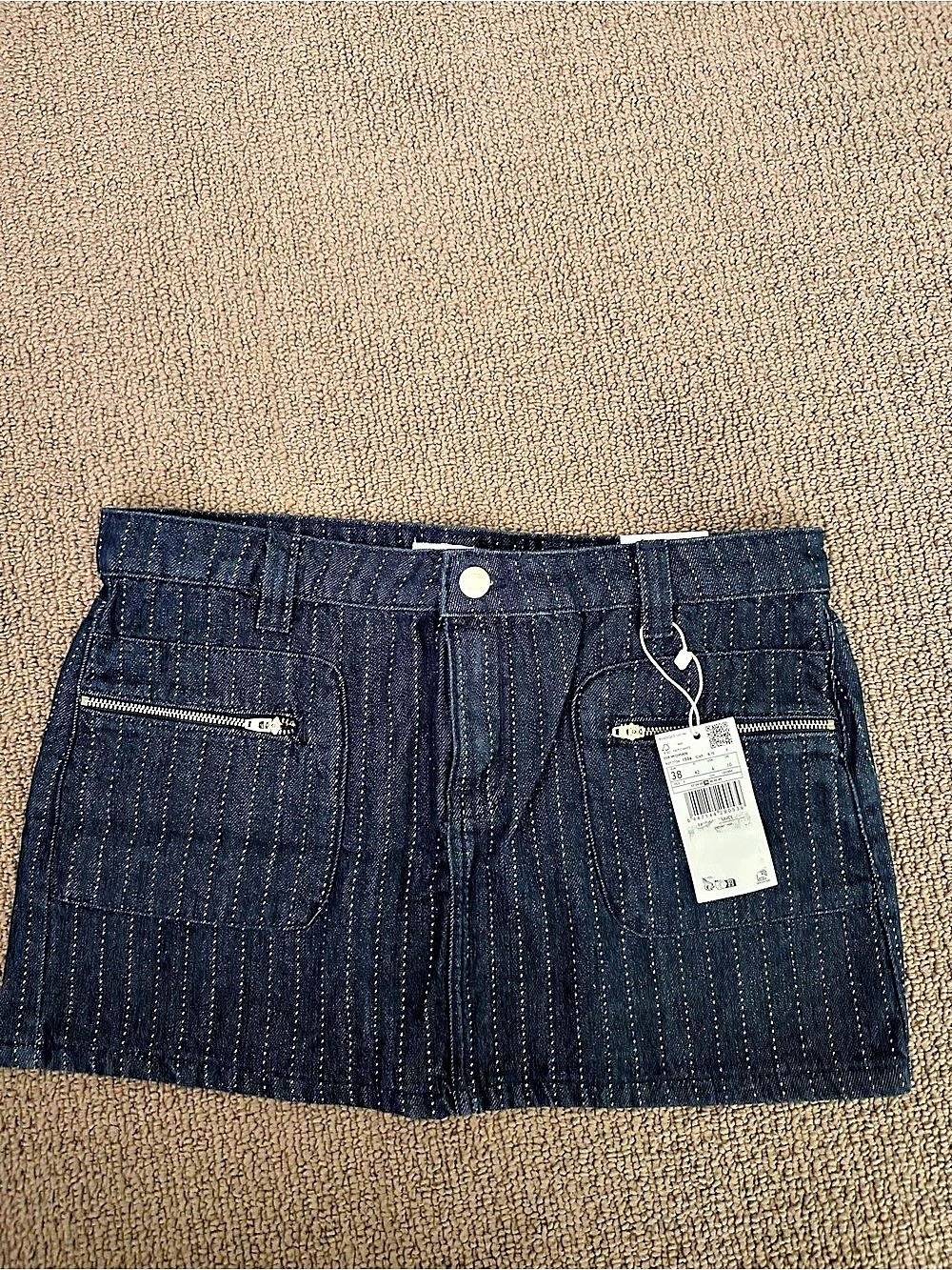 NWT Mango Pinstripe Denim Mini Skirt